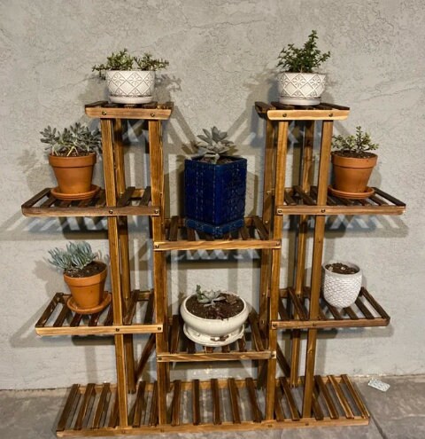 Multi-tier Plant Stand Open Shelves Provide Enough Room for the Natural Growth of Your Potted Plants 9 Tiers 17 Potted Plants