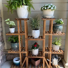 Multi-tier Plant Stand Open Shelves Provide Enough Room for the Natural Growth of Your Potted Plants 9 Tiers 17 Potted Plants