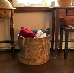 Rattan Basket  19" H x 19" W x 19" D Great Way to Keep Clutter Out of Sight, and are Easy to Move From Room to Room Look with a Boho Flair