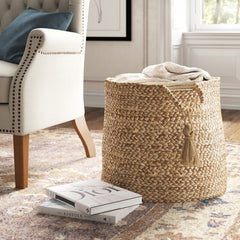 Rattan Basket  19" H x 19" W x 19" D Great Way to Keep Clutter Out of Sight, and are Easy to Move From Room to Room Look with a Boho Flair