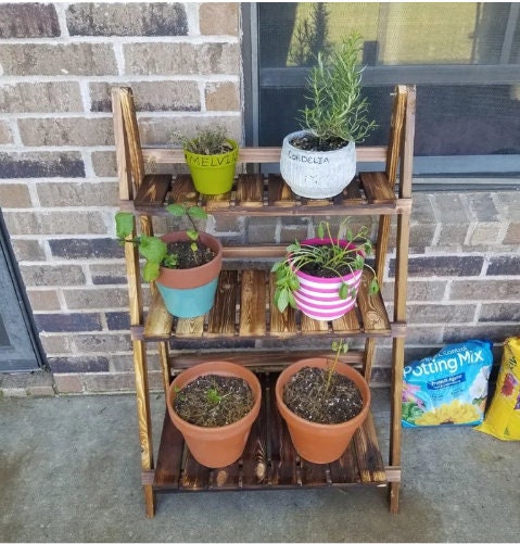 37" H x 24" L x 14" D Rectangular Multi-Tiered Solid Wood Plant Stand  Perfect for Gardens, Decks, Patios, and Greenhouses