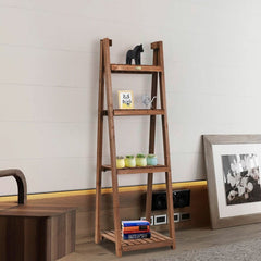 4-Tier Folding Wood Plant Stand Plant Shelf Can Also Be Used as an Organizing Shelf, Shoes Storage Shelf and Bathroom Shelf