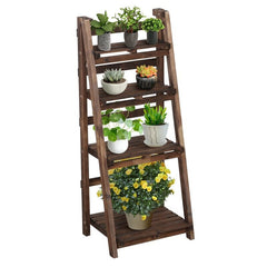 Folding Plant Stand Flexible flip-up tier Panels and the Collapsible Frame is Able to Be Folded This Plant Ladder Shelf Features 4 Tiers