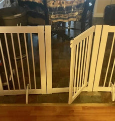 360 Configurable Free Standing Pet Gate Non-Toxic Fit  with any Home Decor Perfect for Stairs, Bedroom, Hallway