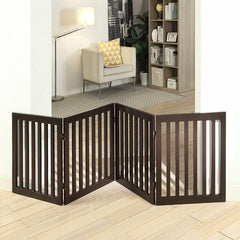 Wooden Free Standing Pet Gate Duel-Sided Folding System, U/Z Shape with Two Support Legs Rubber Pads Preventing Scratch