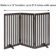 60" W  Wooden Free Standing Pet Gate Dual-Sided Folding System, Allowing U/Z Shape Folding. Perfect for Your Small Puppy