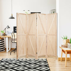 4 Panels Folding Wooden Room Divider