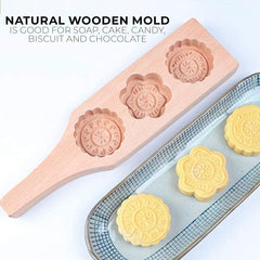 Wooden Moon Cake Wooden Baking Mold Cookie Stamps MoonCake Mold  Moon Cake Mold 3 Flower Shape for Muffin Mooncake Cookie Biscuit