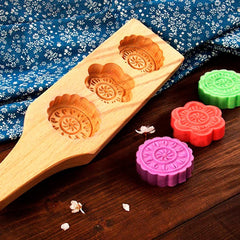 Wooden Moon Cake Wooden Baking Mold Cookie Stamps MoonCake Mold  Moon Cake Mold 3 Flower Shape for Muffin Mooncake Cookie Biscuit