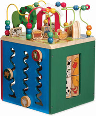 Wooden Activity Cube Discover Farm Animals Activity Center for Kids Early Learning Improves Hand-Eye Coordination, Imaginative Play