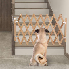 Expandable Accordion Dog Gate, Wooden Accordian Expansion Dog Gate for Doorway Stairs, Retractable Gate Safety Protection