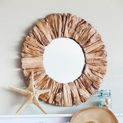 Drift Wood Rustic Accent Mirror Brings The Look and Feel of The Ocean to Your Entryway or Hallway Walls