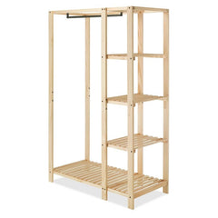 Slat Wood 44" W Closet System Adds Additional Space to your Bedroom or Closet Natural Wood with a Metal Hanging Bar