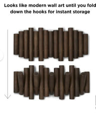 Walnut Solid Wood 5 Hook Wall Mounted Wall Hook Five Flip Down Hooks Picket is a Wall Mountable Hook