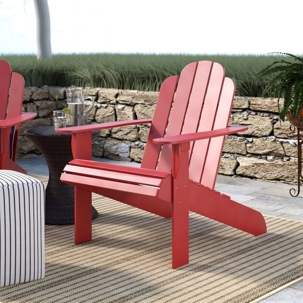 Red Selkirk Solid Wood Adirondack Chair Slightly Rounded Backrest For Optimal Comfort