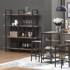 4 Shelves D Khat Iron Etagere Bookcase Fit Perfectly in The Living Room, Entryway, Bedroom, Kitchen Durable Anti-tip Kit