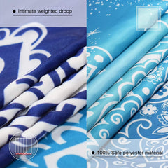 72" Blue Mandala Shower Curtain w/ 12 Rust-Resistant Metal Double Glide Shower Hooks