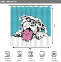 Dog Shower Curtain Puppy Animal Funny Cartoon Waterproof Decor 72x72 Inches