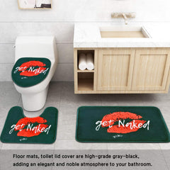 Funny Shower Curtain Sets w/ Non-Slip Rugs, Toilet Lid Cover & Bath Mat w/12 Hooks 70"X69"