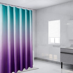 Textured Fabric Shower Curtains Bathroom Waterproof Cloth Bath Curtain Green Purple Gradient