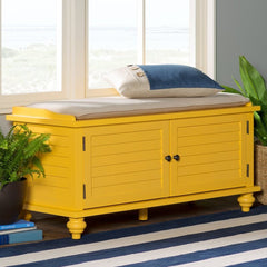 Nautical Yellow Indialantic Function and Flair Velvet Cabinet Storage Bench Living Room Stationary Furniture Decor