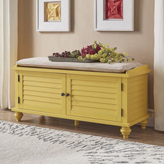 Nautical Yellow Indialantic Function and Flair Velvet Cabinet Storage Bench Living Room Stationary Furniture Decor