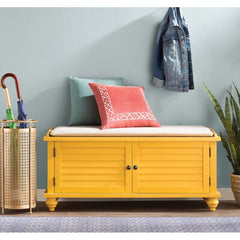 Nautical Yellow Indialantic Function and Flair Velvet Cabinet Storage Bench Living Room Stationary Furniture Decor