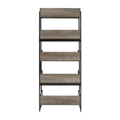 Gray Wash 5 Shelf Bookcases Steel Standard Bookcase Use in a Home Office, Living Room, Bedroom, or Front Hall with Raised Edges