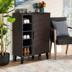 Dark Brown 15 Pair Shoe Storage Cabinet Easily Organize your Entryway with the Generous Shelving of the Idina Shoe Cabinet Five Open Shelves