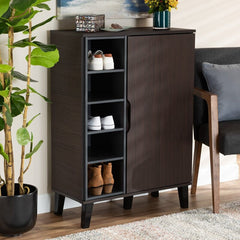 Dark Brown 15 Pair Shoe Storage Cabinet Easily Organize your Entryway with the Generous Shelving of the Idina Shoe Cabinet Five Open Shelves