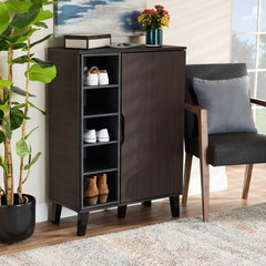 Dark Brown 15 Pair Shoe Storage Cabinet Easily Organize your Entryway with the Generous Shelving of the Idina Shoe Cabinet Five Open Shelves