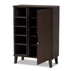 Dark Brown 15 Pair Shoe Storage Cabinet Easily Organize your Entryway with the Generous Shelving of the Idina Shoe Cabinet Five Open Shelves