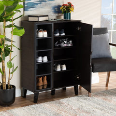 Dark Brown 15 Pair Shoe Storage Cabinet Easily Organize your Entryway with the Generous Shelving of the Idina Shoe Cabinet Five Open Shelves