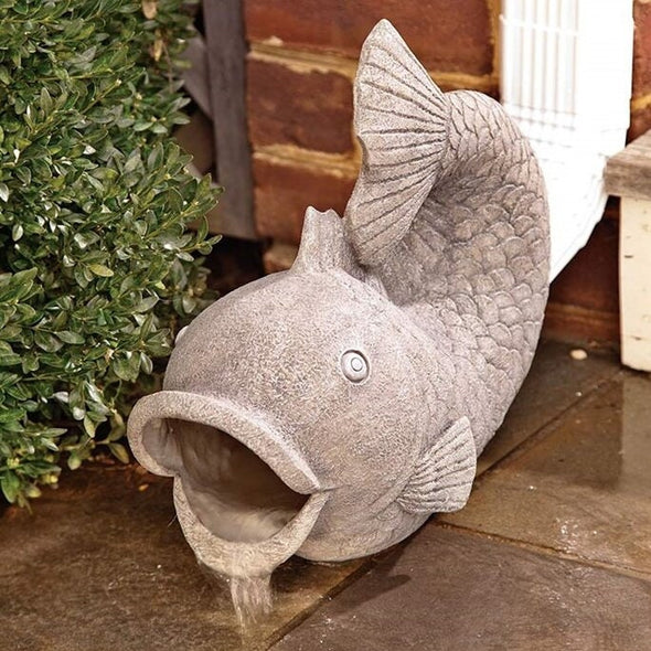 Fish Downspout Statue Steer Rain Water from the Gutter Downspout to the Lawn with this Delightful Fish Statue