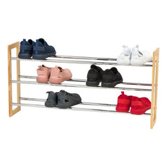 15 Pair Stackable Shoe Rack Keep your Shoe Accessible and Organized with this Lightweight Extendable Pine Wood and Metal Shoe Rack