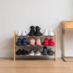 15 Pair Stackable Shoe Rack Keep your Shoe Accessible and Organized with this Lightweight Extendable Pine Wood and Metal Shoe Rack