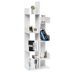 White Bookcase 8-tier Bookshelf 8 Open Shelves for Storing and Displaying Books 8 Spacious Shelves Allows your Home to Expand Storage