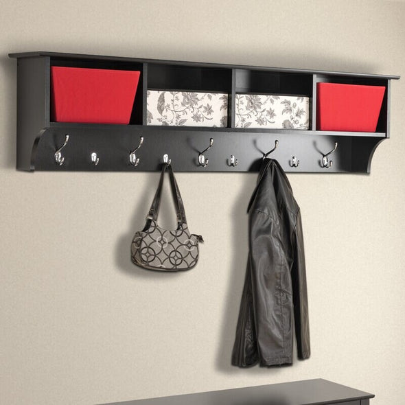 Wall Mounted Coat Rack  Five Large and Four Small Hooks Below Provide A Place To Bang Jackets, Bags, Scarves, and More