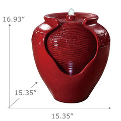 Vivid Red Resin Fountain with Light Turn your Home's Outdoor Area Into A Relaxing Oasis with the Peaktop Outdoor Glazed Pot Floor Fountain