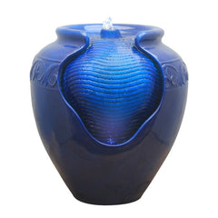 Royal Blue Resin Fountain with Light Turn your Home's Outdoor Area Into A Relaxing Oasis with the Peaktop Outdoor Glazed Pot Floor Fountain