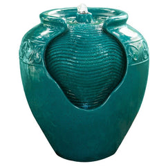 Teal Resin Fountain with Light Turn your Home's Outdoor Area Into A Relaxing Oasis with the Peaktop Outdoor Glazed Pot Floor Fountain