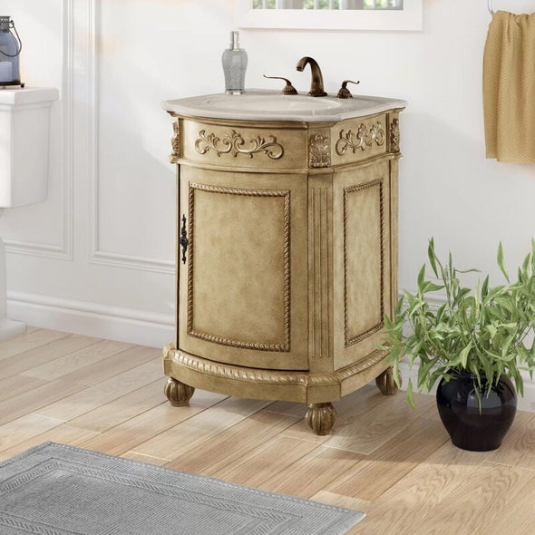 Antique Beige Single Bathroom Vanity Providing your Home Or Office Bathroom Hand-Painted Teak Brown Antique Beige Antique White Finish