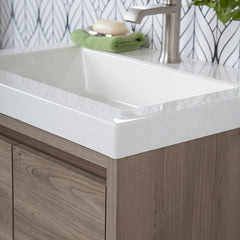 Forest Elm 25" Wall-Mount Single Bathroom Vanity Modern & Contemporary Bathroom Vanities Great Option To Open up Larger Bathroom Space