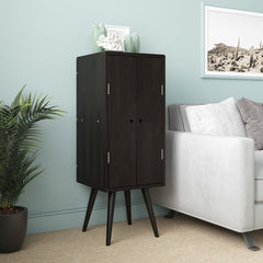 Dark Brown Solid Wood 2 - Door Accent Cabinet Modern Style, and Essential Storage, To Your Living Room Or Dining Room Splayed Legs