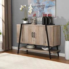 Stone Gray Open Storage Equipped Sideboards & Buffets Inside There is A Middle Divider and A Shelf For Any Other Items You Need To Store