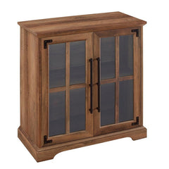 Reclaimed Barnwood 2 Door Accent Cabinet Adjustable Shelf, Soft-Close Glass Doors to Display and Easily Access your Dinnerware Essentials