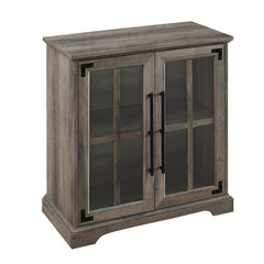 Gray Wash 2 Door Accent Cabinet Adjustable Shelf Within the Soft-Close, Glass Doors to Display and Easily Access your Dinnerware Essentials