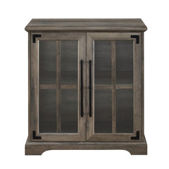 Gray Wash 2 Door Accent Cabinet Adjustable Shelf Within the Soft-Close, Glass Doors to Display and Easily Access your Dinnerware Essentials