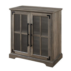 Gray Wash 2 Door Accent Cabinet Adjustable Shelf Within the Soft-Close, Glass Doors to Display and Easily Access your Dinnerware Essentials