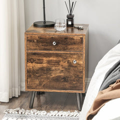 1 Drawer Nightstand in Rustic Brown Nightstand for the Bedroom, Which is Also An End Table for Snacks in The Living Room Or A Storage Table